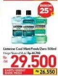 Promo Harga LISTERINE Mouthwash Antiseptic Cool Mint, Fresh Burst, Zero 500 ml - Carrefour
