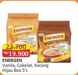 Promo Harga ENERGEN Cereal Instant Vanilla, Chocolate, Kacang Hijau per 5 pcs 30 gr - Alfamart