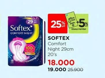 Promo Harga Softex Comfort Night Wing 29cm 20 pcs - Watsons