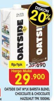 Promo Harga Oatside UHT Milk Barista Blend, Chocolate, Hazelnut 1000 ml - Superindo