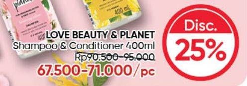 Promo Harga LOVE BEAUTY AND PLANET Shampoo/Conditioner  - Guardian