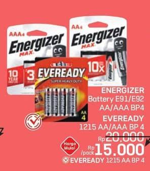 Promo Harga Energizer Battery Alkaline/Eveready Battery   - LotteMart