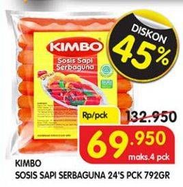 Promo Harga KIMBO Sosis Sapi Serbaguna per 24 pcs 792 gr - Superindo