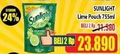 Promo Harga SUNLIGHT Pencuci Piring Lime per 2 botol 755 ml - Hypermart