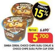 Promo Harga SIMBA Cereal Choco Chips Susu Coklat, Susu Putih 37 gr - Superindo