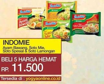 Promo Harga INDOMIE Mi Kuah Ayam Bawang, Soto Mie, Soto Spesial, Soto Lamongan per 5 pcs - Yogya