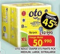 Promo Harga OTO Adult Diapers Pants M8, L8, XL8 8 pcs - Superindo