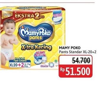 Promo Harga Mamy Poko Pants Xtra Kering XL20+2 22 pcs - Alfamidi