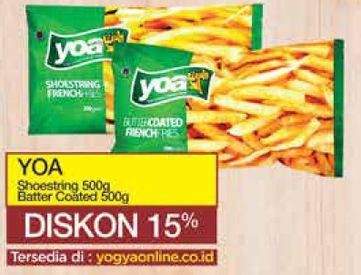 Promo Harga YOA French Fries Butter Coated, Shoestring 500 gr - Yogya