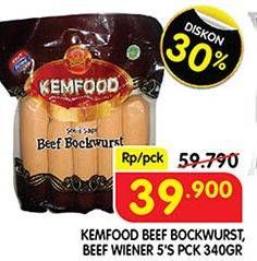 Promo Harga KEMFOOD Beef Bockwurst, Beef Wiener 340 g  - Superindo