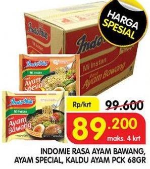 Promo Harga INDOMIE Mi Kuah Ayam Bawang, Ayam Spesial, Kaldu Ayam per 40 pcs 65 gr - Superindo