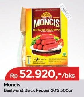 Promo Harga Moncis Beefwurst Black Pepper per 20 pcs 500 gr - TIP TOP