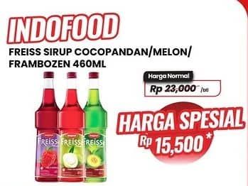 Promo Harga Freiss Syrup Melon, Frambozen, Cocopandan 500 ml - Carrefour