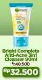 Promo Harga GARNIER Bright Complete 3-in-1 Anti Acne Facial Wash 90 ml - Alfamidi
