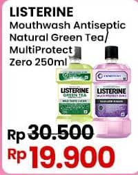 Promo Harga Listerine Mouthwash Antiseptic Natural Green Tea, Multi Protect Zero 250 ml - Indomaret