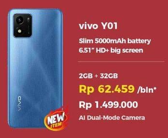 Promo Harga VIVO Y01 2 GB + 32 GB  - Erafone