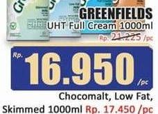 Promo Harga Greenfields UHT Choco Malt, Low Fat, Skimmed Milk 1000 ml - Hari Hari