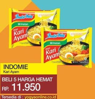 Promo Harga INDOMIE Mi Kuah Kari Ayam per 5 pcs 72 gr - Yogya