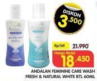 Promo Harga ANDALAN Feminine Care Fresh, Natural White 60 ml - Superindo