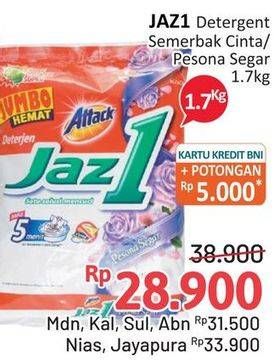 Promo Harga ATTACK Jaz1 Detergent Powder Semerbak Cinta, Pesona Segar 1700 gr - Alfamidi