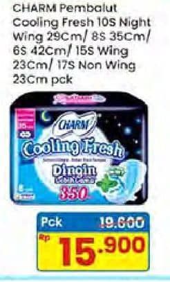 Promo Harga Charm Extra Comfort Cooling Fresh Wing 29cm, Wing 35cm, Wing 42cm, Wing 23cm, NonWing 23cm 6 pcs - Indomaret
