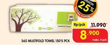 Promo Harga 365 Multifold Towel 150 sheet - Superindo