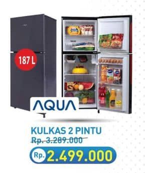 Promo Harga Aqua Kulkas 2 Pintu Freezer Atas AQR-D270  - Hypermart