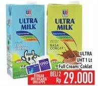 Promo Harga ULTRA MILK Susu UHT Full Cream, Coklat per 2 pcs 1000 ml - Hypermart