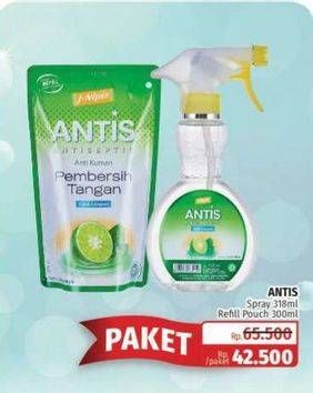 Promo Harga ANTIS Hand Sanitizer 318ml + 300ml  - Lotte Grosir