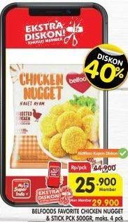 Promo Harga BELFOODS Nugget Chicken Favorite, Chicken Nugget Stick 500 gr - Superindo