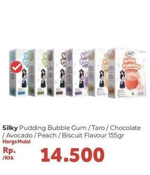 Promo Harga SILKY PUDDING Puding Bertekstur Lembut Bubble Gum, Taro, Chocolate, Avocado, Peach, Biscuit 155 gr - Carrefour