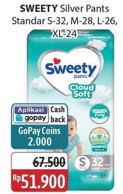 Promo Harga Sweety Silver Pants S32, XL24, L26, M28 24 pcs - Alfamidi