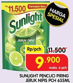 Promo Harga Sunlight Pencuci Piring Jeruk Nipis 100 650 ml - Superindo