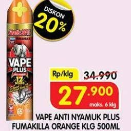 Promo Harga FUMAKILLA VAPE Aerosol Plus Orange 500 ml - Superindo