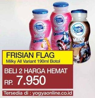 Promo Harga FRISIAN FLAG Susu UHT Milky All Variants per 2 botol 190 ml - Yogya