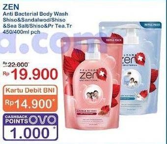 Promo Harga ZEN Anti Bacterial Body Wash Shiso Sandalwood, Shiso Sea Salt, Shiso Tea Tree 400 ml - Indomaret