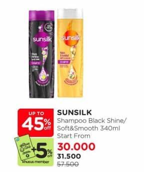 Promo Harga Sunsilk Shampoo Black Shine, Soft Smooth 340 ml - Watsons