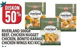 Promo Harga RIVERLAND 500gr Beef, Chicken Nugget Chicken, Bonito Karage, Chicken Wing Kici Kici  - Hypermart