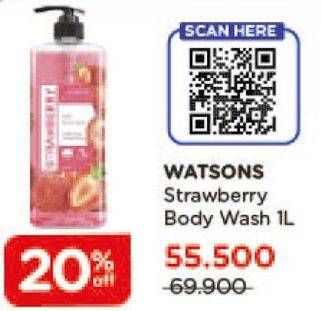 Promo Harga WATSONS Body Wash Strawberry 1 ltr - Watsons
