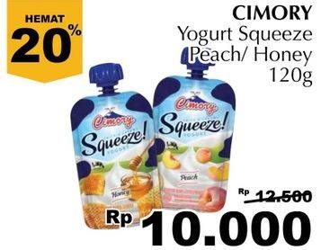Promo Harga CIMORY Squeeze Yogurt Peach, Honey 120 gr - Giant
