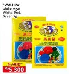 Promo Harga Swallow Agar Agar Powder Putih, Merah, Hijau 7 gr - Alfamart