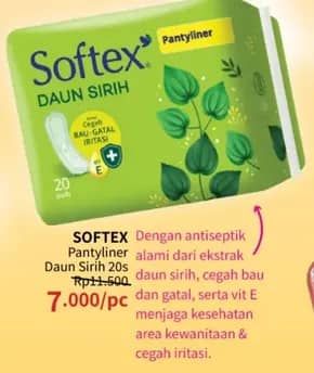 Promo Harga Softex Pantyliner Daun Sirih Regular 20 pcs - Guardian