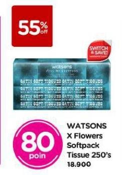 Promo Harga Watsons X Flower Soft Pack Tissue 250 pcs - Watsons