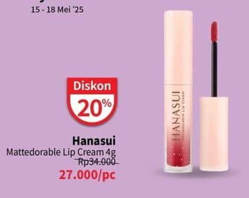 Promo Harga Hanasui Mattedorable Lip Cream Matcha  - Guardian