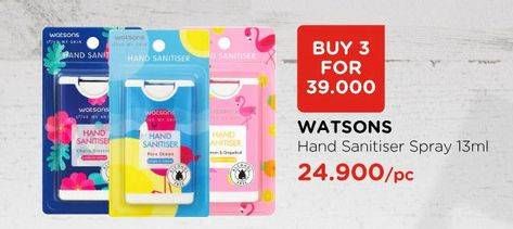 Promo Harga WATSONS Hand Sanitiser Spray per 3 botol 13 ml - Watsons