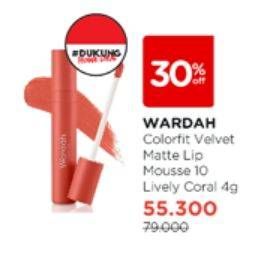 Promo Harga Wardah Colorfit Velvet Matte Lip Mousse 10 4 gr - Watsons