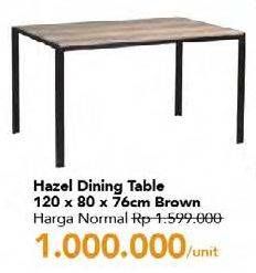 Promo Harga Dining Table Hazel 120x80x76cm Brown  - Carrefour