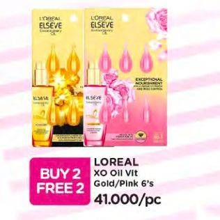Promo Harga LOREAL Elseve Extraordinary Oil Hair Treatment Serum Gold Droplet, Pink Droplet per 6 pcs 1 ml - Watsons