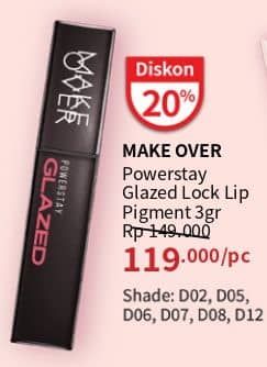 Promo Harga Make Over Powerstay Glazed Lock Lip Pigment D02 Vixen, D05 Summertime, D06 Karma, D07 Hallway, D08 Uplift, D12 Vintage 3 gr - Guardian