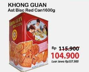 Promo Harga Khong Guan Assorted Biscuit Red Persegi 1600 gr - Alfamart